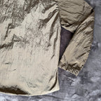 Stone Island khaki overshirt with logo patch and nylon metal cotton blend material.