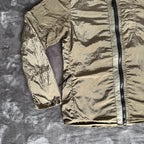 Stone Island khaki overshirt with logo patch and nylon metal cotton blend material.