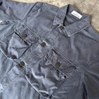 Stone Island navy overshirt with multi pockets and iconic compass logo.