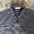 Stone Island navy overshirt featuring iconic compass logo and durable fabric.