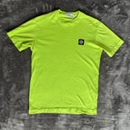 Stone Island Lime Green Patch Logo T-Shirt - Small