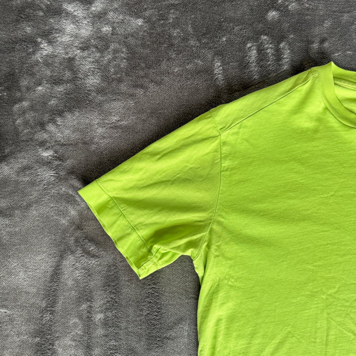 Stone Island Lime Green Patch Logo T-Shirt - Small