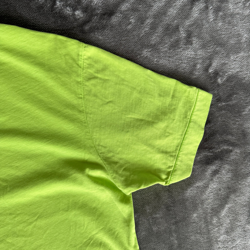 Stone Island Lime Green Patch Logo T-Shirt - Small