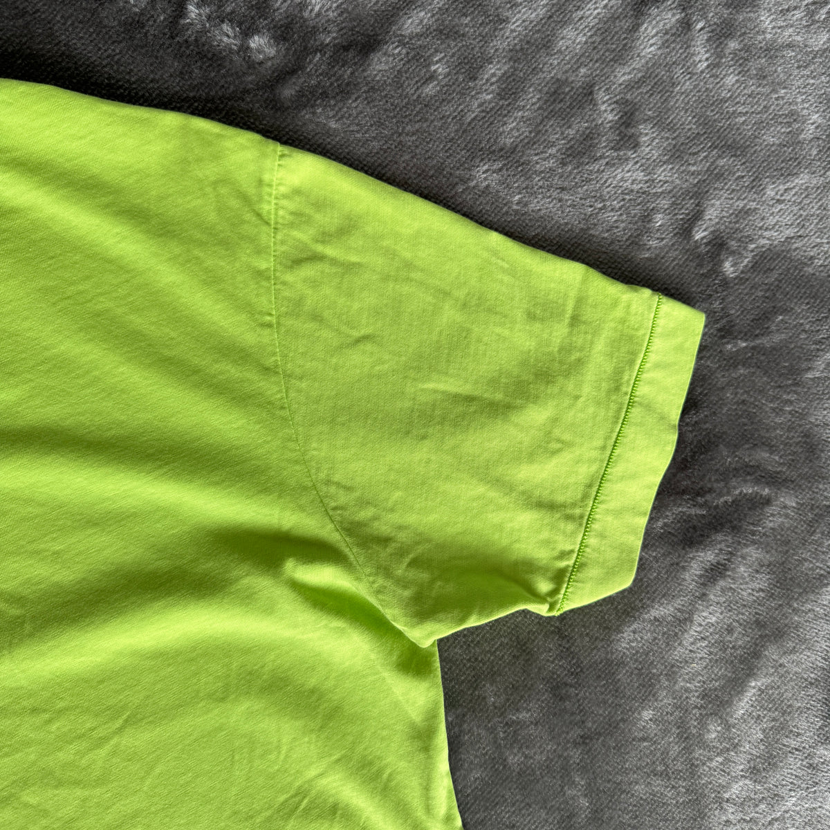 Stone Island Lime Green Patch Logo T-Shirt - Small