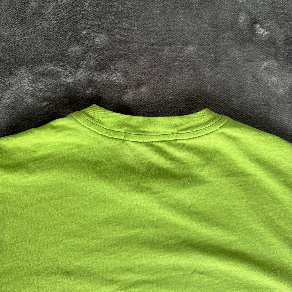 Stone Island Lime Green Patch Logo T-Shirt - Small