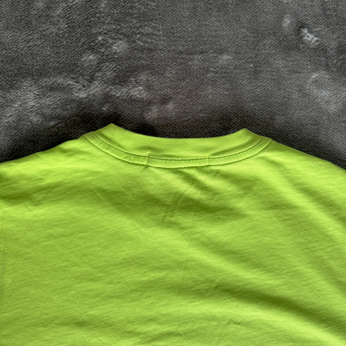 Stone Island Lime Green Patch Logo T-Shirt - Small