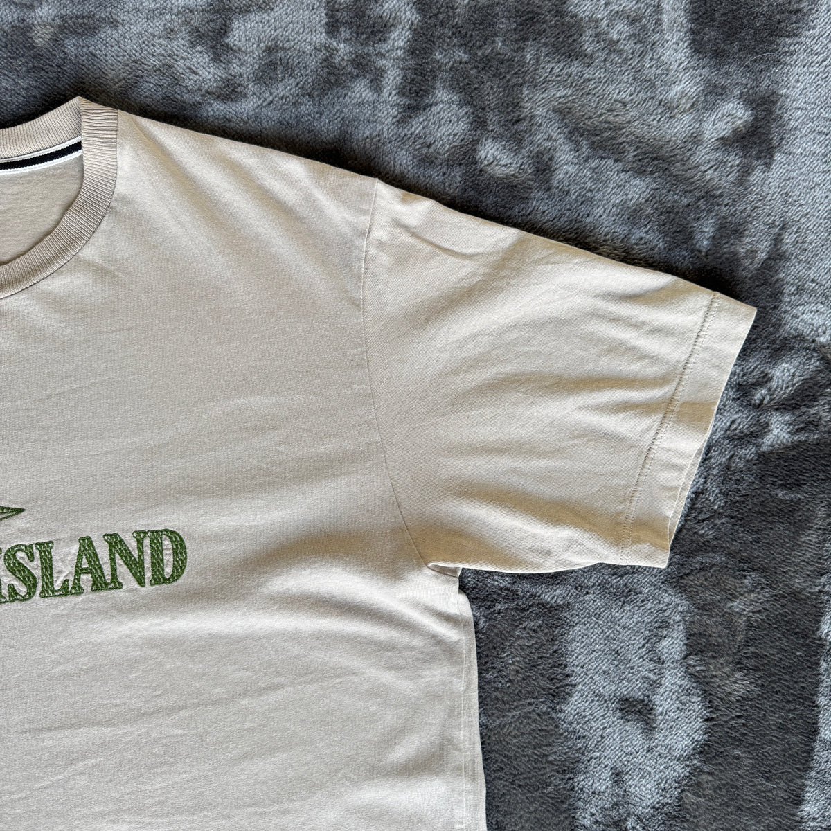 Stone Island Beige Stitched Spell Out T-Shirt - Small