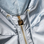Fila lightweight hooded jacket light sky blue embroidered chest logo gold-tone zip hardware