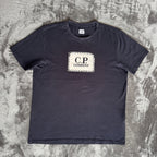 C.P. Company navy t-shirt with stamped logo and soft cotton material.