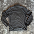 Stone Island black overshirt with logo patch and button-up front detail.